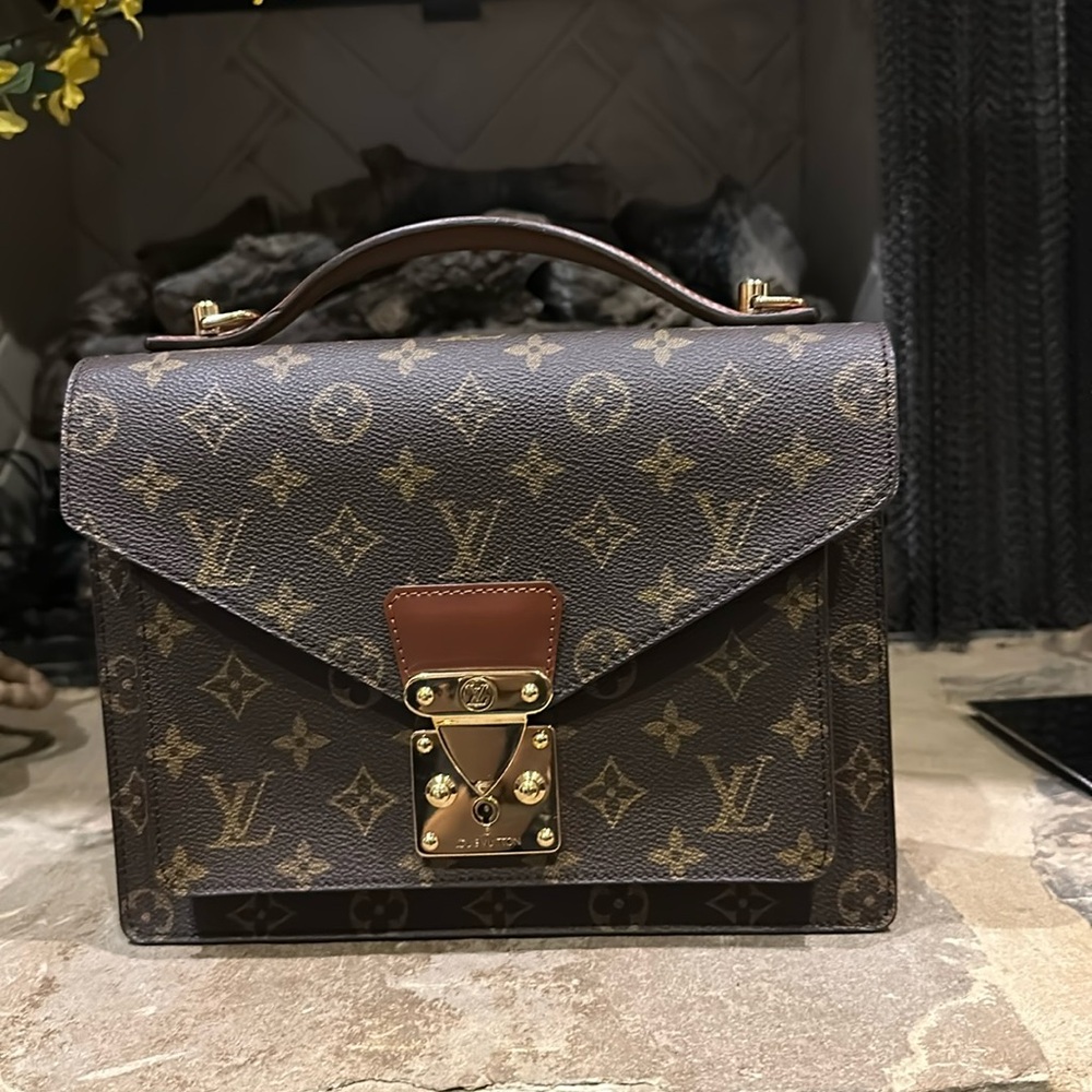 Louis Vuitton Monogram Canvas Top Handle Bag in Brown and Gold